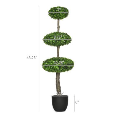 Set of 2 Artificial Boxwood Topiary Trees in Pots, 43.25" Artificial Plants Faux Trees for Home Office, Living Room Decor, Indoor & Outdoor