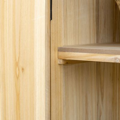 Garden Storage Cabinet, Outdoor Tool Shed with Galvanized Top and Two Shelves for Yard Tools or Pool Accessories, Natural