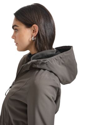 Womens Hooded Faux-Fur-Lined Anorak Raincoat