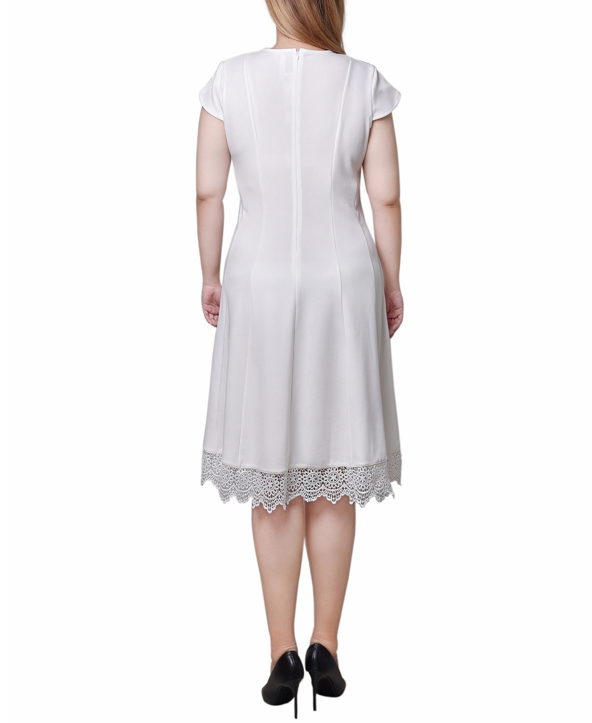Ny Collection Women's Chiffon Sleeve Scuba Dress In White