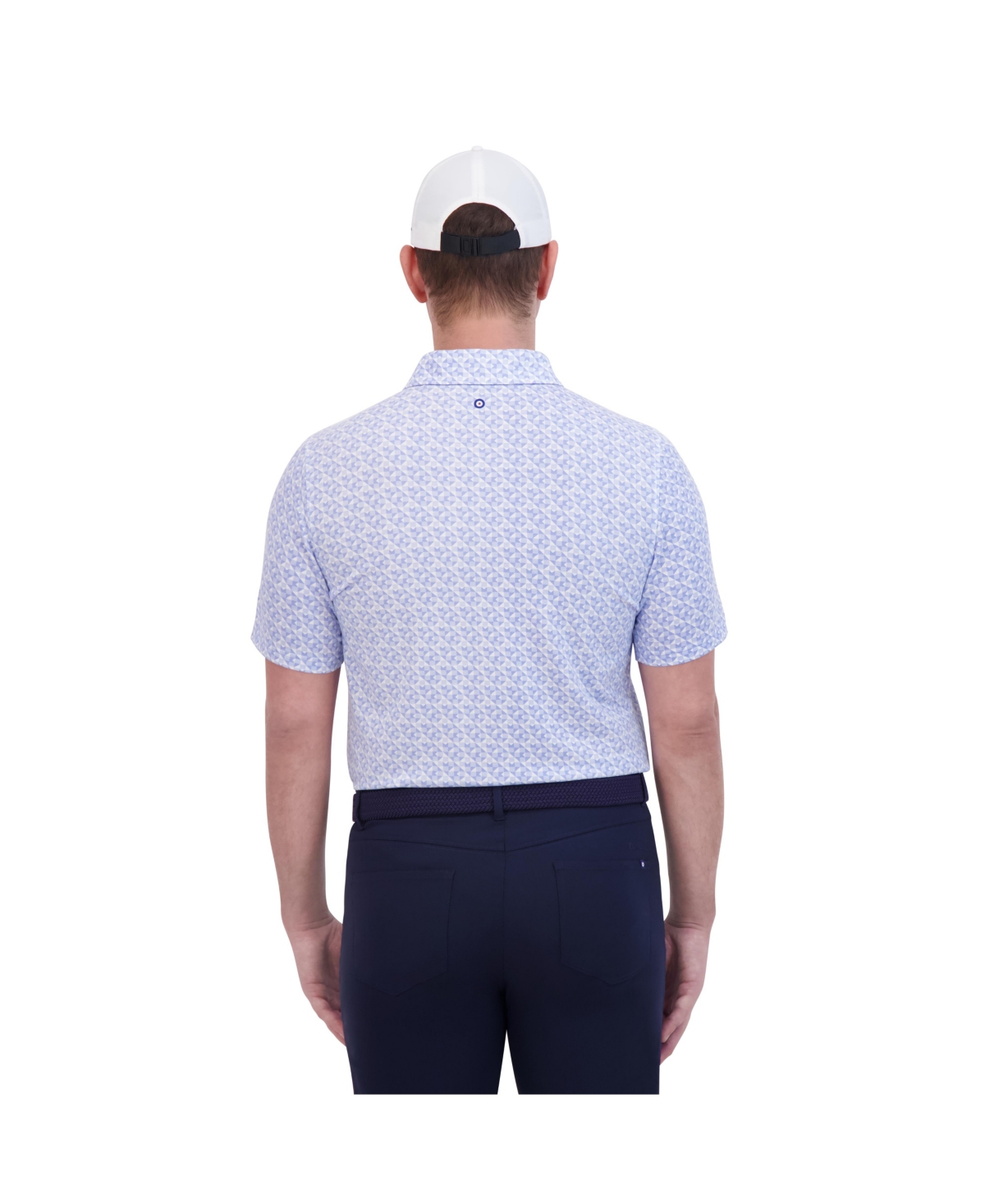 Ben Sherman Men's Ultra Soft Optic Geo Print Tech Terry Sports Fit Polo Shirt In Placid Blue