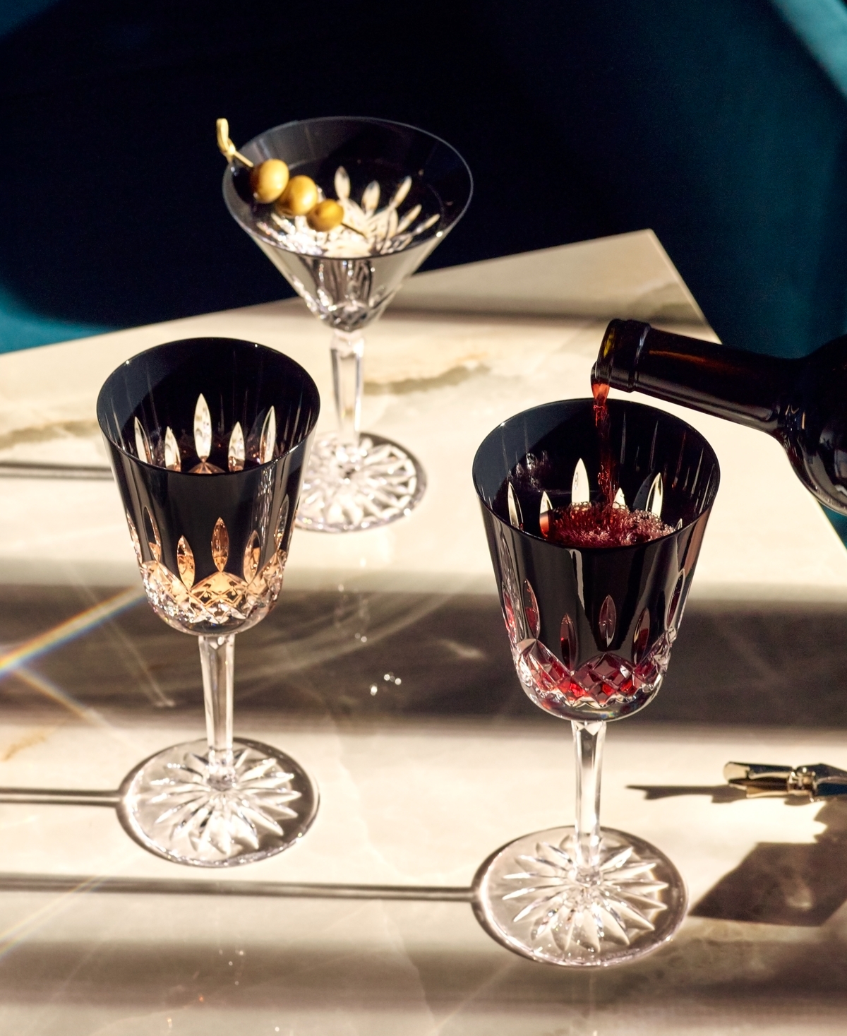 Waterford Lismore Black Large Goblet 13.5 oz, Set of 2