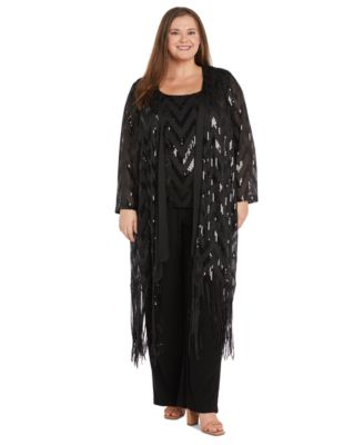 R & M Richards Plus Size Sequined Jacket, Top & Pants