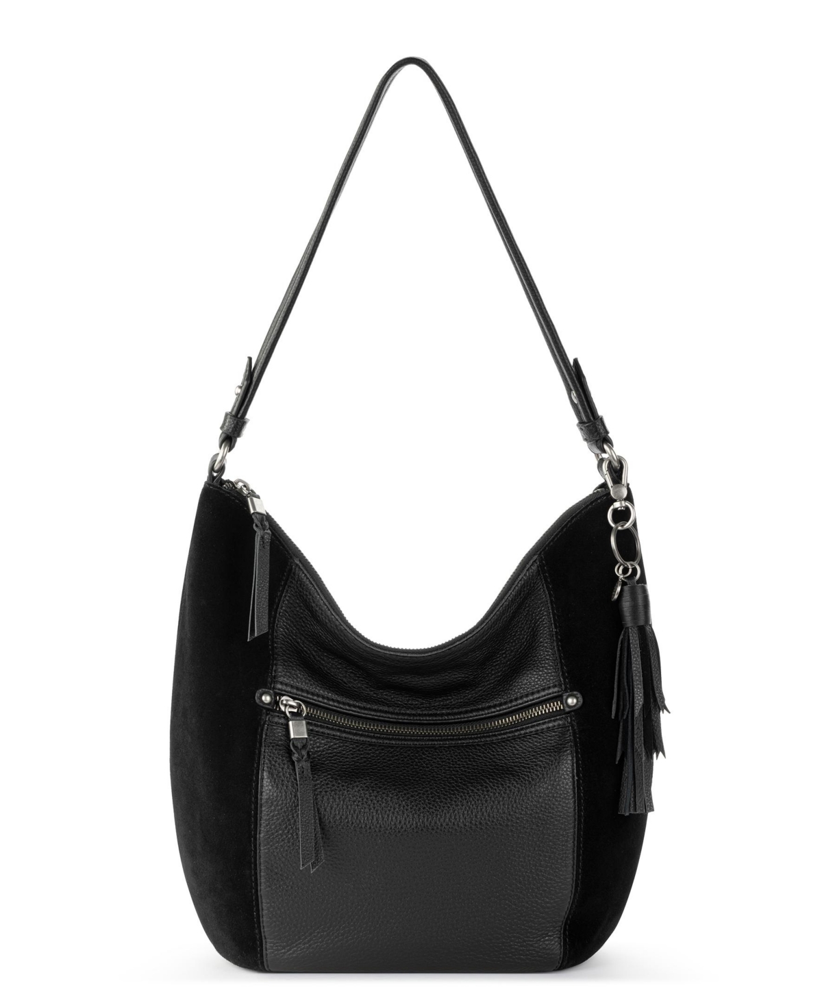 The Sak Sequoia Leather Hobo In Black Suede Block