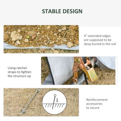 6' x 8' Carport Portable Garage, Heavy Duty Storage Tent, Patio Storage Shelter w/ Anti-UV PE Cover and Double Zipper Doors, for Motorcycle Bike Garden Tools, Light Gray