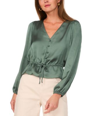 1.STATE - Women's Drawstring-Waist V-Neck Top