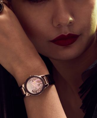 Eco-Drive Women's Disney Villains Maleficent's Charm Black Leather Strap Watch 30mm Boxed Set