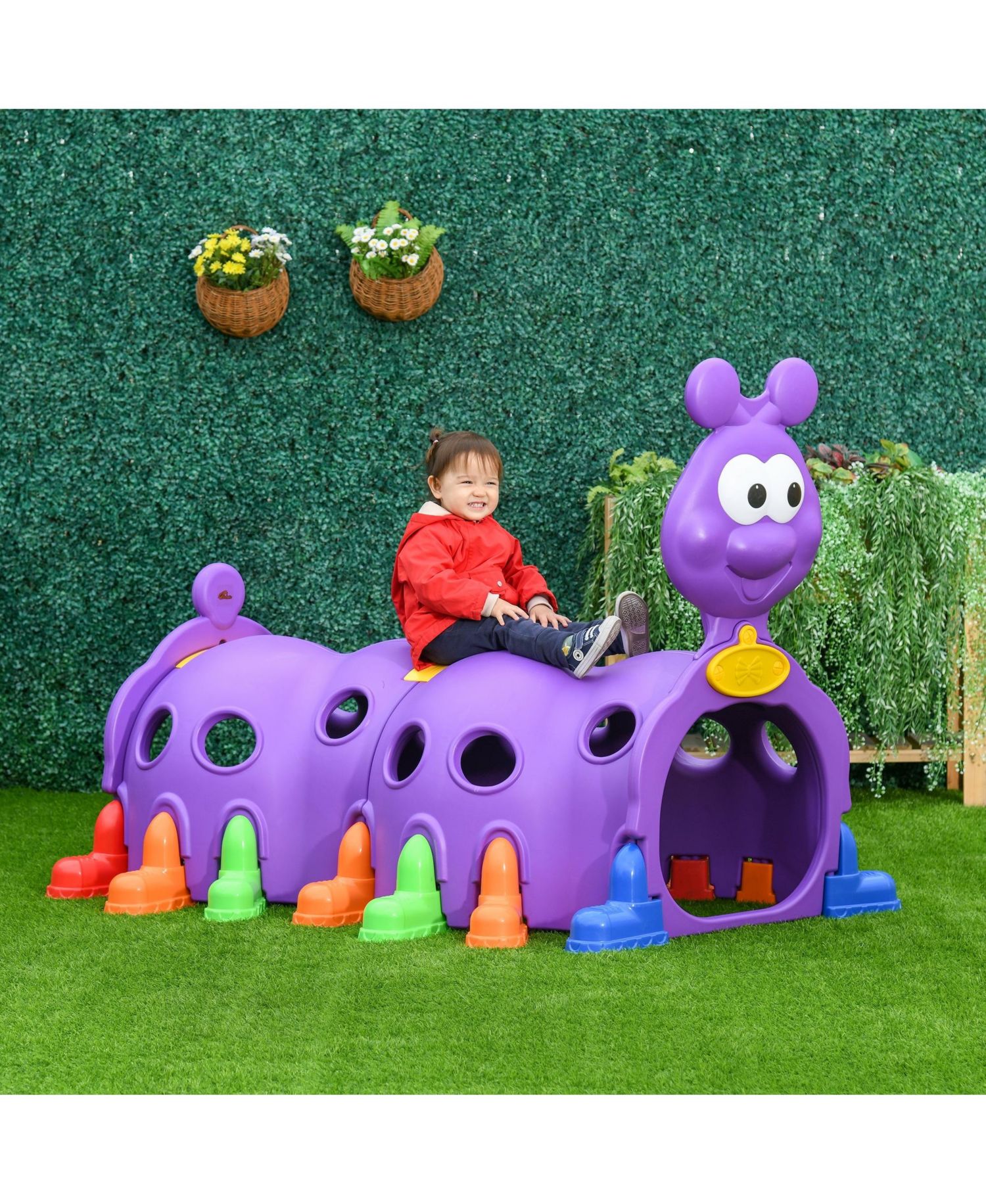 Caterpillar Climbing Tunnel for Kids Climb-N-Crawl Toy Indoor & Outdoor Toddler Play Structure for 3-6 Years Old, Purple