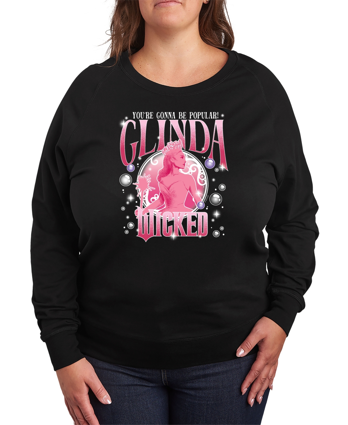 Hybrid Apparel Plus Size Wicked Glinda Graphic Pullover T-shirt In Black