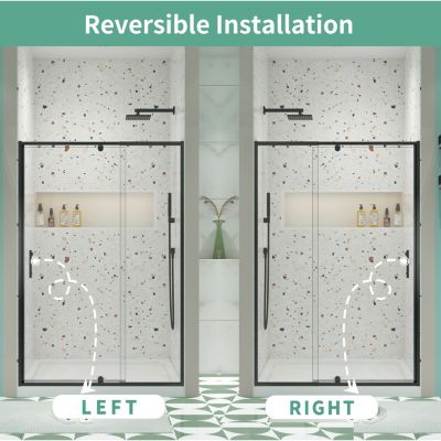 Pivot Swing Glass Shower Door, 1/4" Clear Tempered Glass