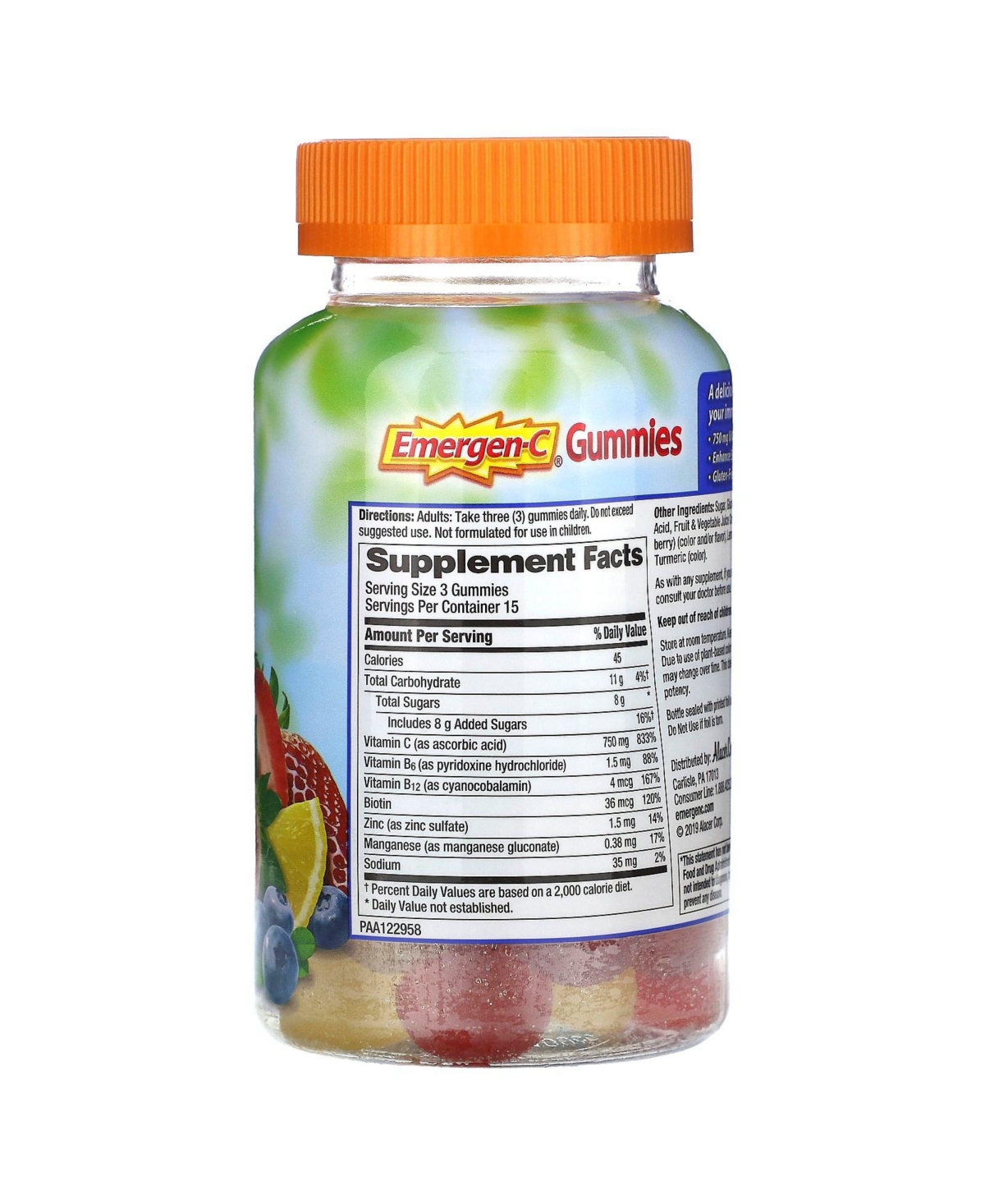Emergen-c 750mg Vitamin C Gummies for Adults, Immune Support Gummies, Gluten Free
