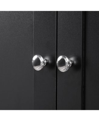 Tall and Wide Bathroom Floor Storage Cabinet, Bathroom Storage Unit, Freestanding Cabinet with 4 Doors, Adjustable Shelves, Open multi-layer Shelves