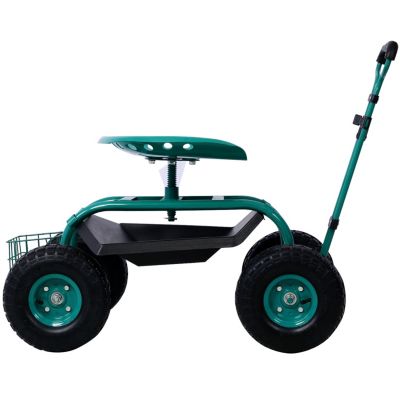 Streamdale Rolling Garden Cart with Seat and Tray, Refurbished