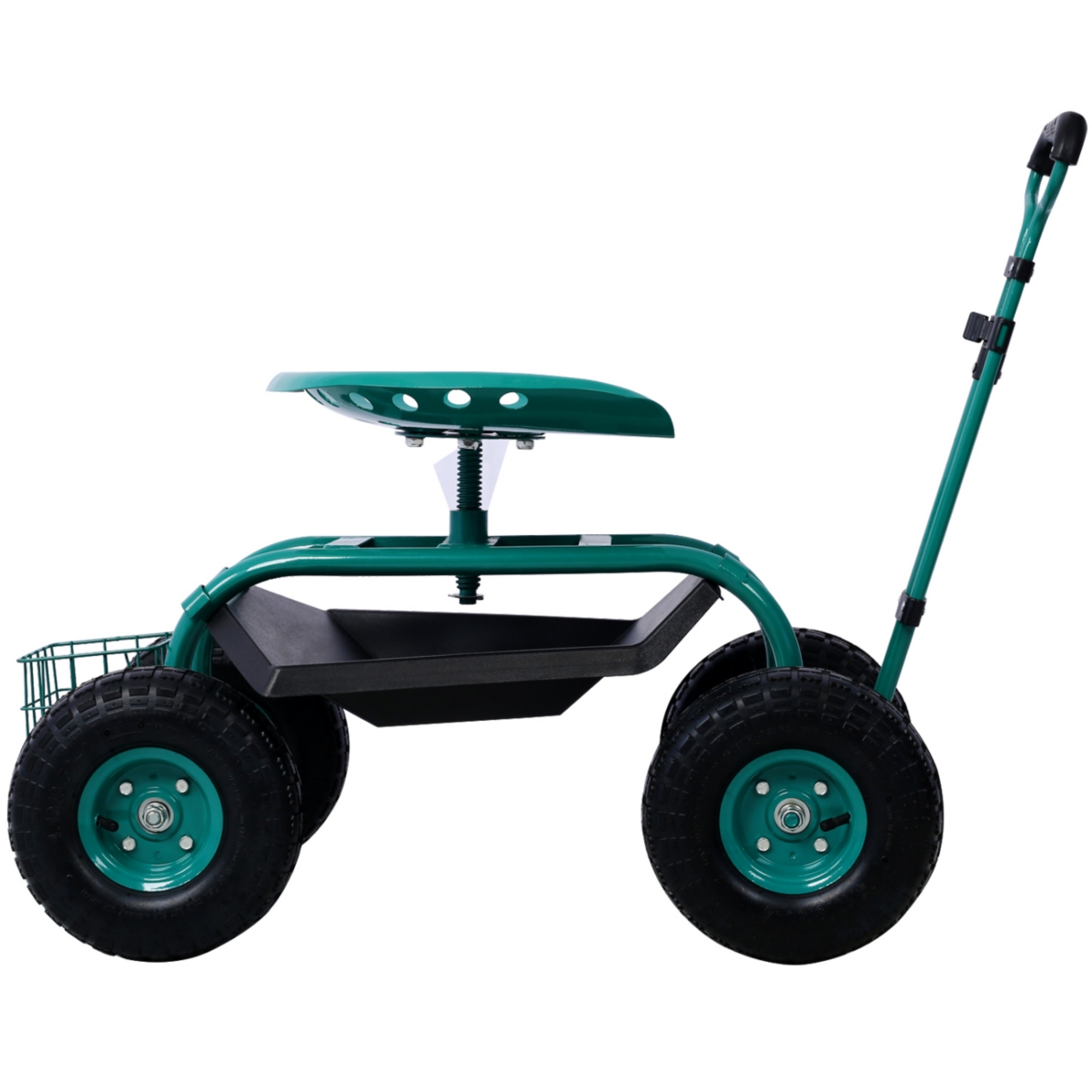 Rolling Garden Scooter Garden Cart Seat with Wheels and Tool Tray, 360 Swivel Seat, Green--refurbished