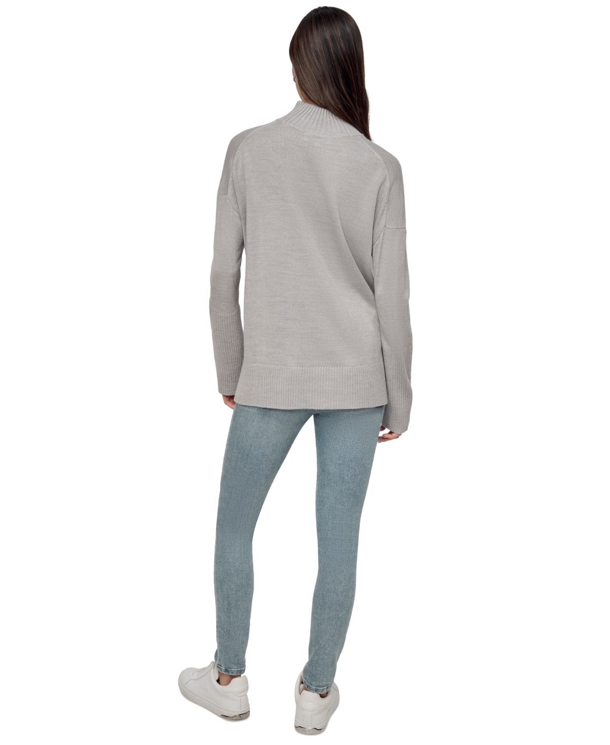 Dkny Jeans Women's New York Intarsia-Knit Mock Neck Sweater - J1G - PRL GRY HR/ACD YLW