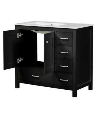 Streamdale Modern 36" Black Vanity with Ceramic Sink and Abundant Storage
