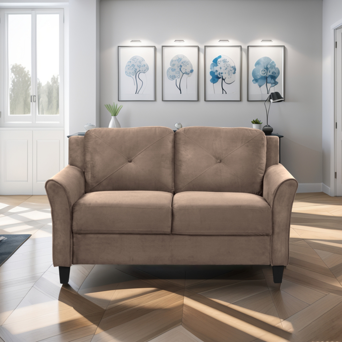 Streamdale Furniture Fashionable living room sofa for people, Brown velvet fabric