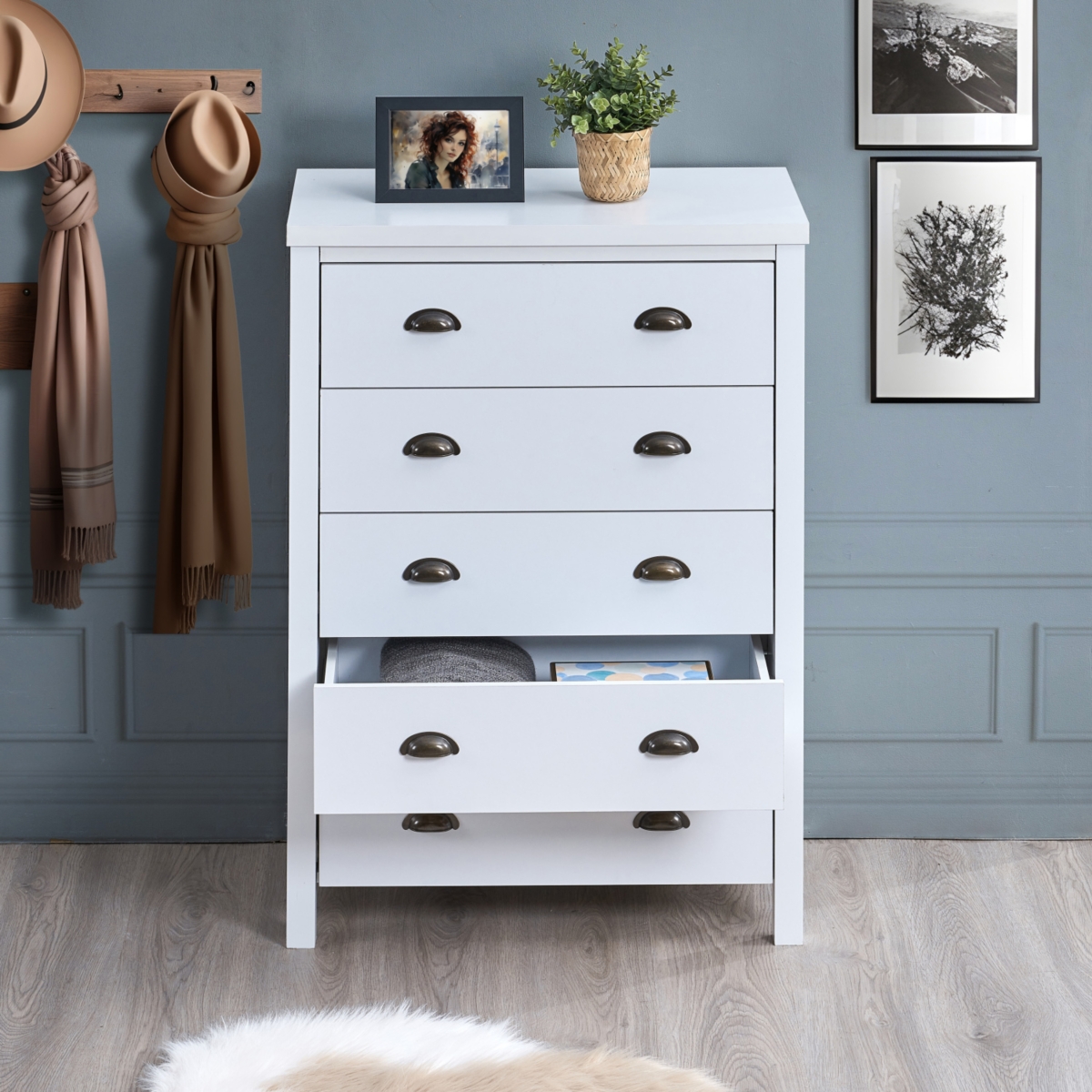 Streamdale Furniture Modern 5-Drawer Dresser: Sleek Storage, Easy Assembly, Safety Interlock