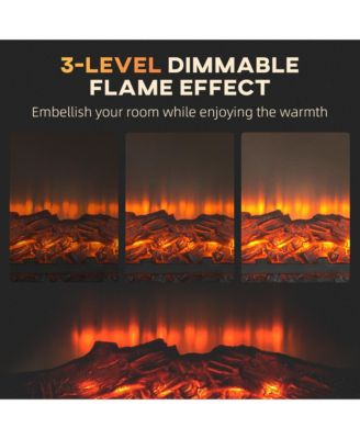 32" Electric Fireplace with Mantel, Freestanding Heater with LED Log Flame, Overheat Protection and Remote Control, 1400W, White