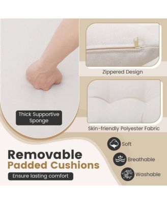 3 PCS Patio Conversation Set with Coffee Table Solid Acacia Wood Armrests Tabletop