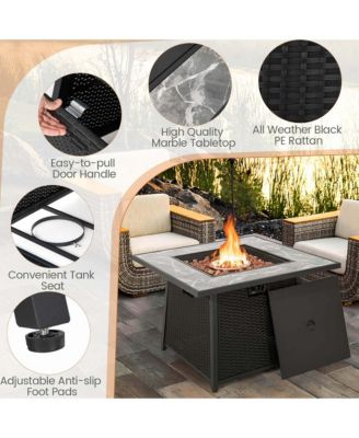 7 PCS Patio Furniture Set with 35" Propane Gas Fire Pit Table & Waterproof Cover