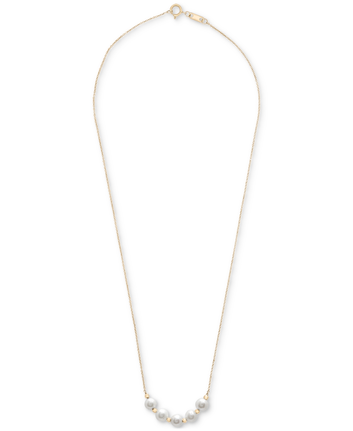 Shop Macy's Cultured Freshwater (5mm) & Gold Bead 18" Collar Necklace In 14k Gold In White