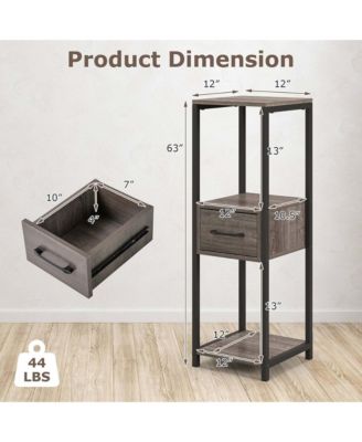 1 Pack 3 Tier Tall Metal Plant Stand Indoor Plant Table with Drawer Anti-tipping Devices