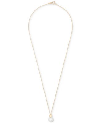 Cultured Freshwater Pearl (6mm) & Gold Bead 18" Pendant Necklace in 10k Gold