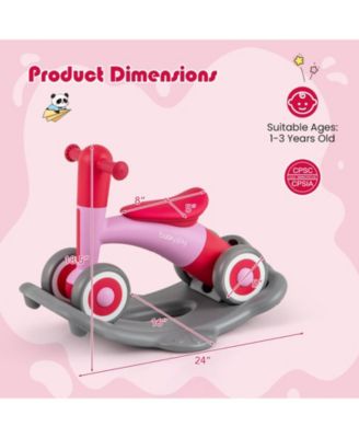 3 in 1 Rocking Horse with Detachable Balance Board and Height Adjustable Seat