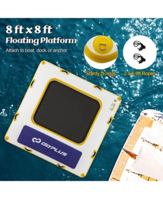 8 ft x 8 ft Inflatable Floating Dock with Mesh Swim Lounge Removable Insert