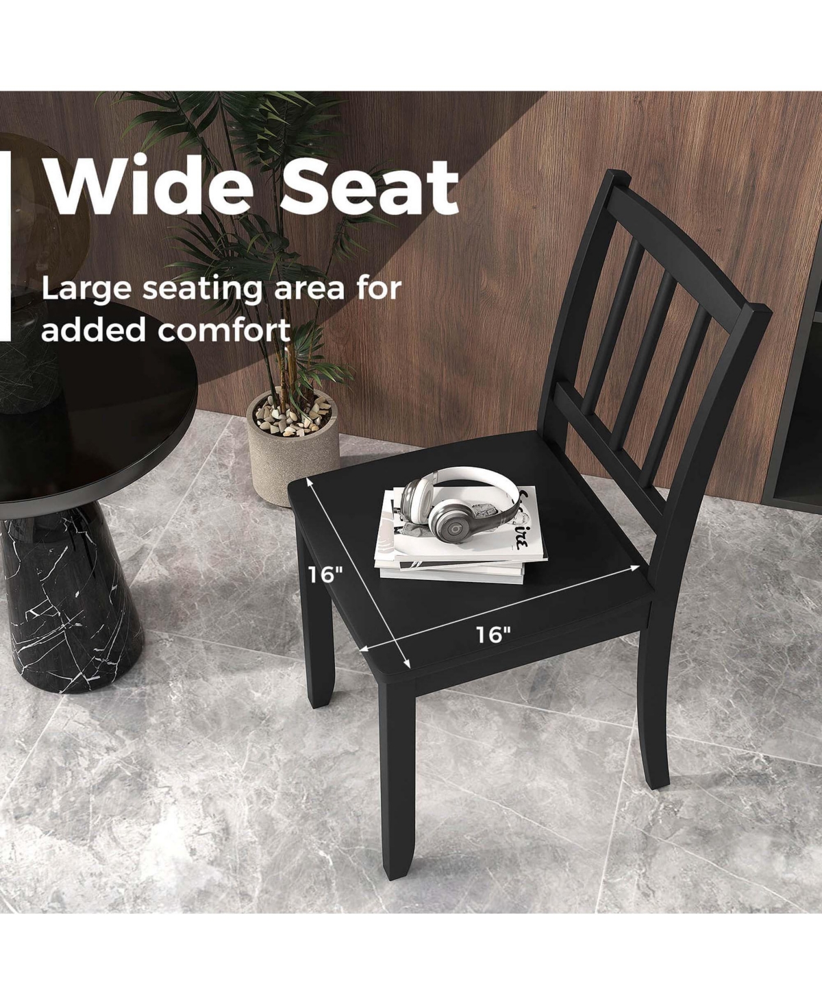 Costway Wood Dining Chair Set of 2 with Rubber Wood Legs Curved Backrest for Kitchen