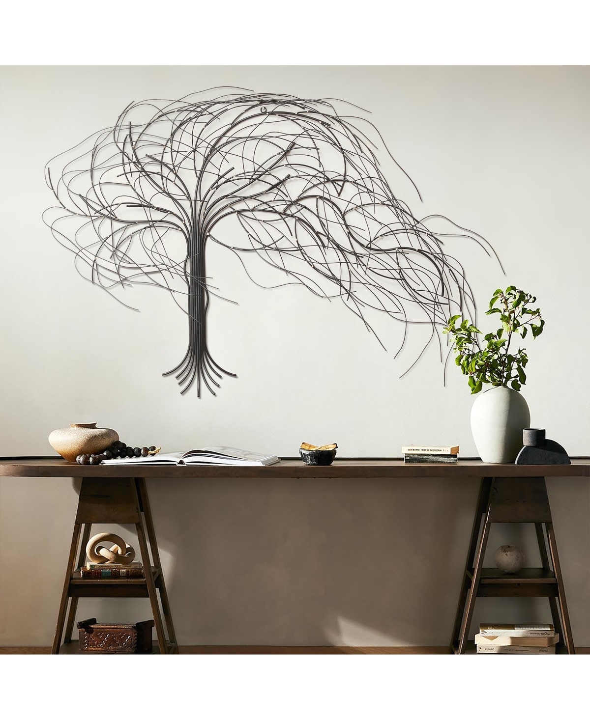 LuxenHomeMetal Windy Tree Wall Decor - Black