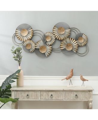 47" W Distressed Metal Modern Flower Wall Decor