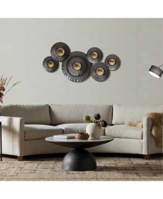 41.3-In Wide Brown and Gold Metal Abstract Flower Wall Decor