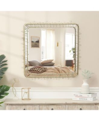 Gold Metal Frame 30.2-In Square Accent Wall Mirror