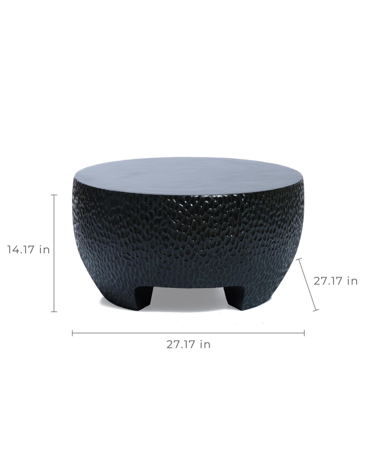 LuxenHome ModCement Round Outdoor Coffee Table - Black