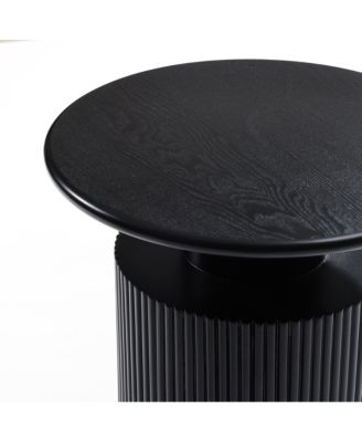 Black Finish Fir and MDF Wood Accent Round Table