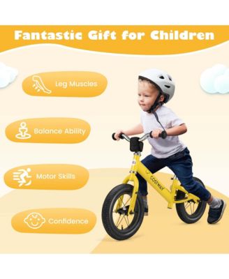 12 Inch Toddler Balance Bike No Pedal Training Bicycle with Inflatable Rubber Tires