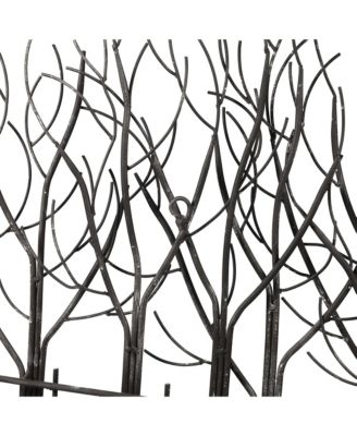 Snowy Black Metal Field of Trees Wall Decor