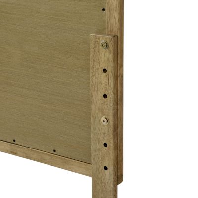 Natural Finish Rubberwood with Rattan Panel Headboard, Queen