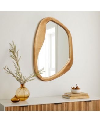 Freeform Pine Wood Frame Oblong Wall Mirror