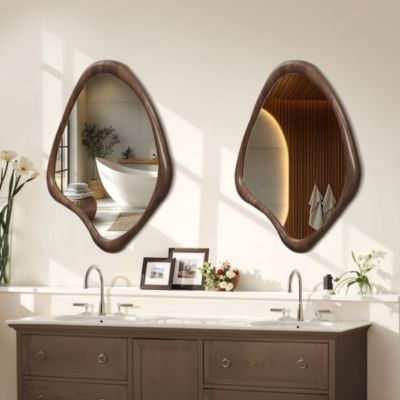 Brown Wood Frame Decorative Wall Mirror