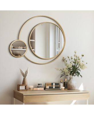 Orbit Modern Gold Metal Frame Round Wall Mirror