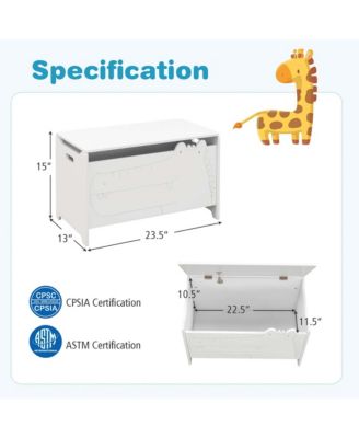 Kids Toy Box with Safety Hinge Wood Storage Chest Flip-Top Storage Organizer