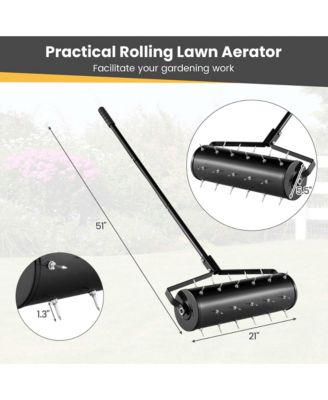 21" Manual Lawn Aerator Grass Aeration Tool with Handle, Fillable with Sand or Stone