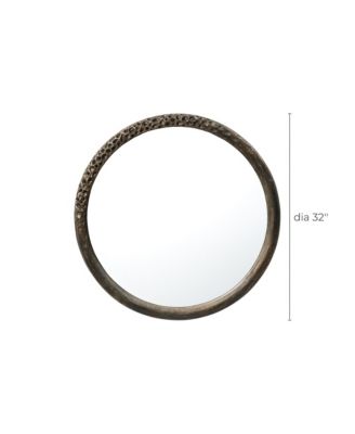 32-Inch Round Brown Crater MgO Frame Wall Mirror