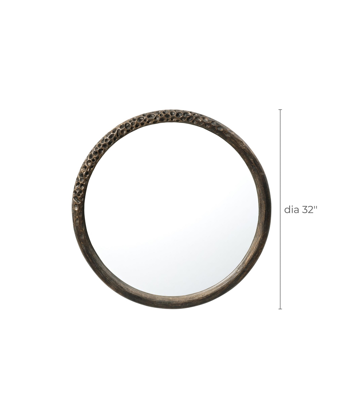 Luxenhome 32-inch Round Brown Crater Mgo Frame Wall Mirror In Brown