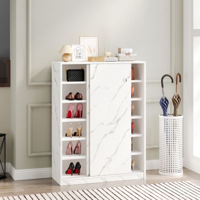 Marble Sliding Shoe Cabinet with 6 Layers (30+ Pair Capacity)