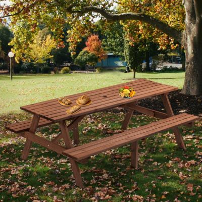 Streamdale 8-Person Picnic Table with Built-in Benches