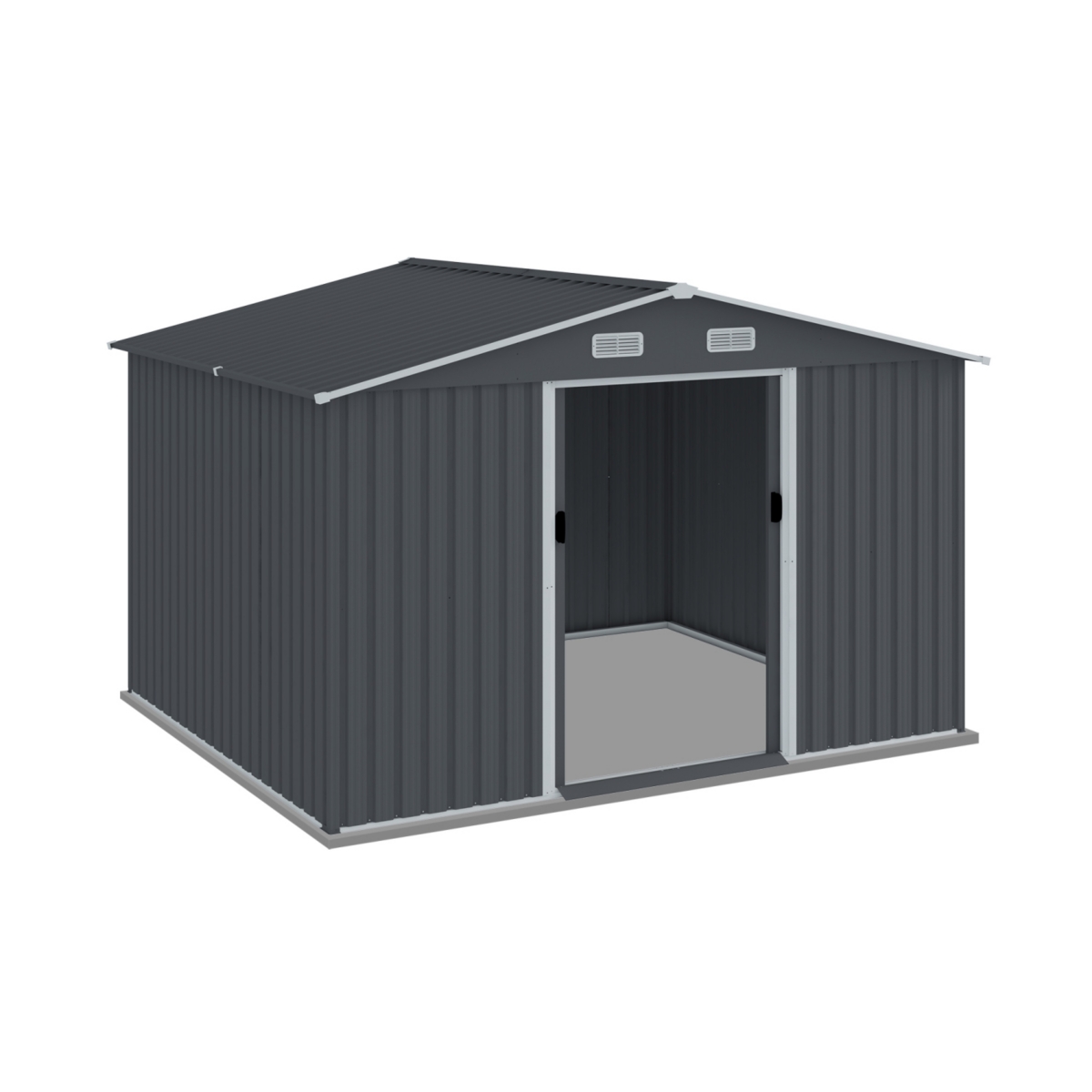 Outdoor Storage Shed 8 x 10 Ft Large Metal Tool Sheds, Heavy Duty Storage House with Sliding Doors with Air Vent for Backyard Patio Lawn to Store Bike